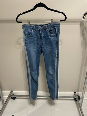 Slim Rise Light Blue Skinny Jeans with Side Panel Detail